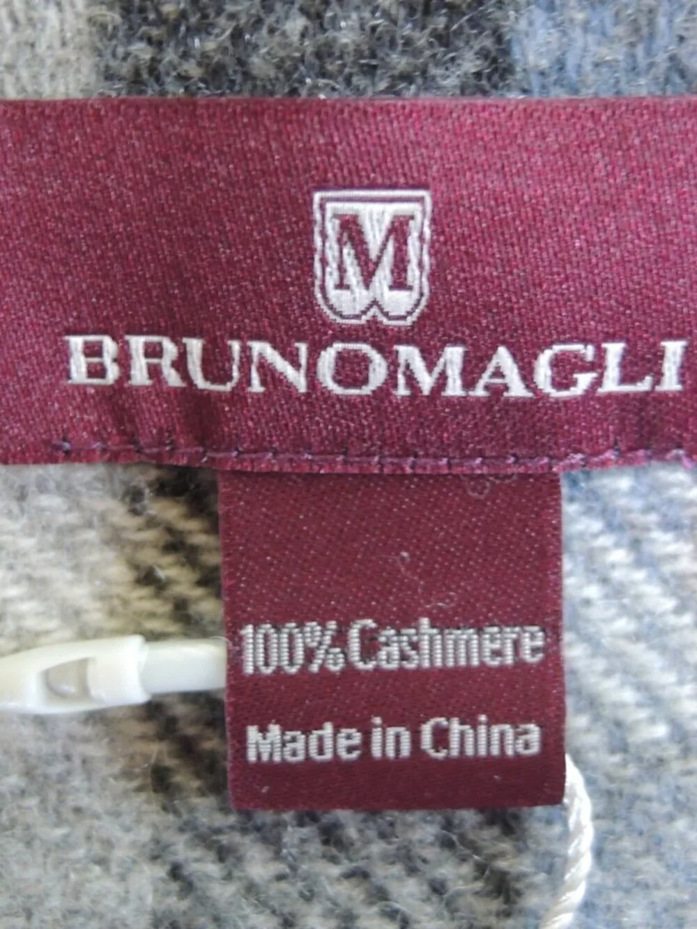 Bruno Magli Blue & Gray Mixed Weave Plaid Cashmere Scarf OS NWT